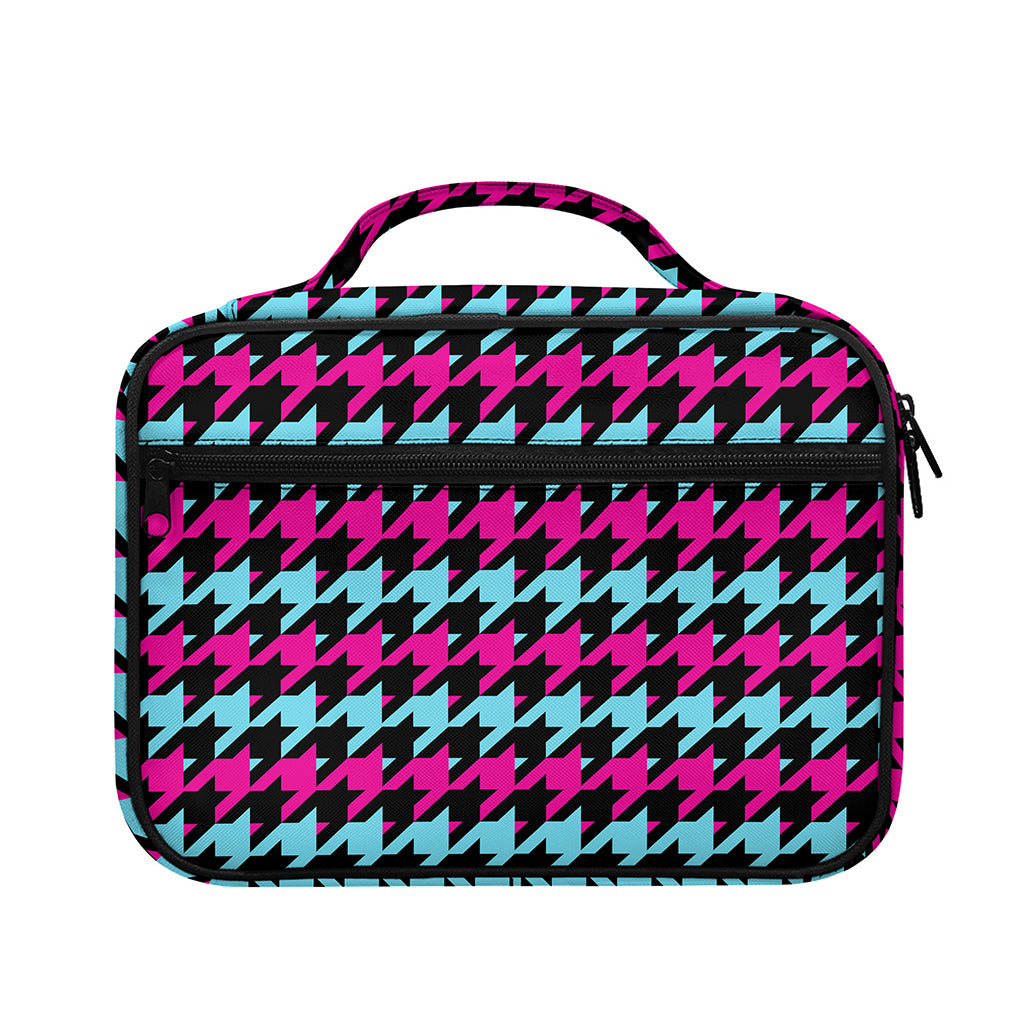 Pink Blue And Black Houndstooth Print Briefcase Bible Bag