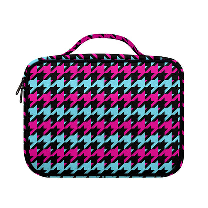 Pink Blue And Black Houndstooth Print Briefcase Bible Bag