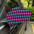 Pink Blue And Black Houndstooth Print Car Side Mirror Covers