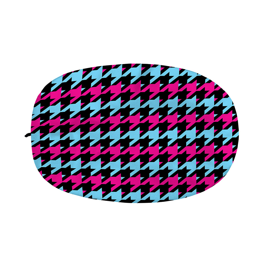 Pink Blue And Black Houndstooth Print Car Side Mirror Covers