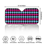 Pink Blue And Black Houndstooth Print Car Windshield Sun Shade
