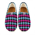 Pink Blue And Black Houndstooth Print Casual Shoes