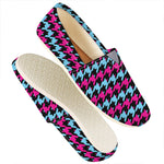 Pink Blue And Black Houndstooth Print Casual Shoes