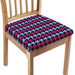 Pink Blue And Black Houndstooth Print Chair Cushion Cover