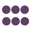 Pink Blue And Black Houndstooth Print Coaster Set