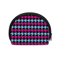 Pink Blue And Black Houndstooth Print Coin Purse