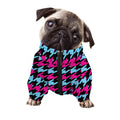 Pink Blue And Black Houndstooth Print Dog Zip Up Jacket