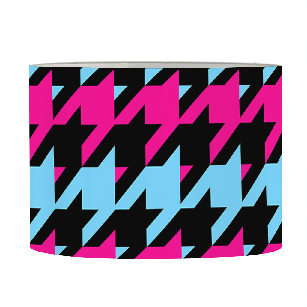 Pink Blue And Black Houndstooth Print Drum Lamp Shade