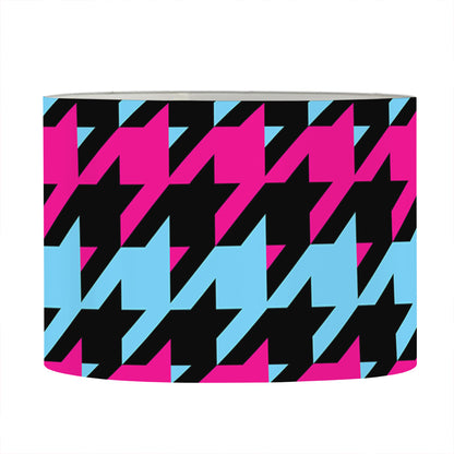 Pink Blue And Black Houndstooth Print Drum Lamp Shade