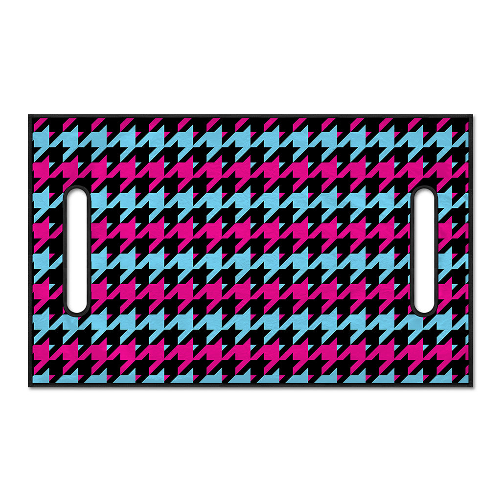 Pink Blue And Black Houndstooth Print Golf Cart Seat Cover