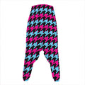 Pink Blue And Black Houndstooth Print Hammer Pants