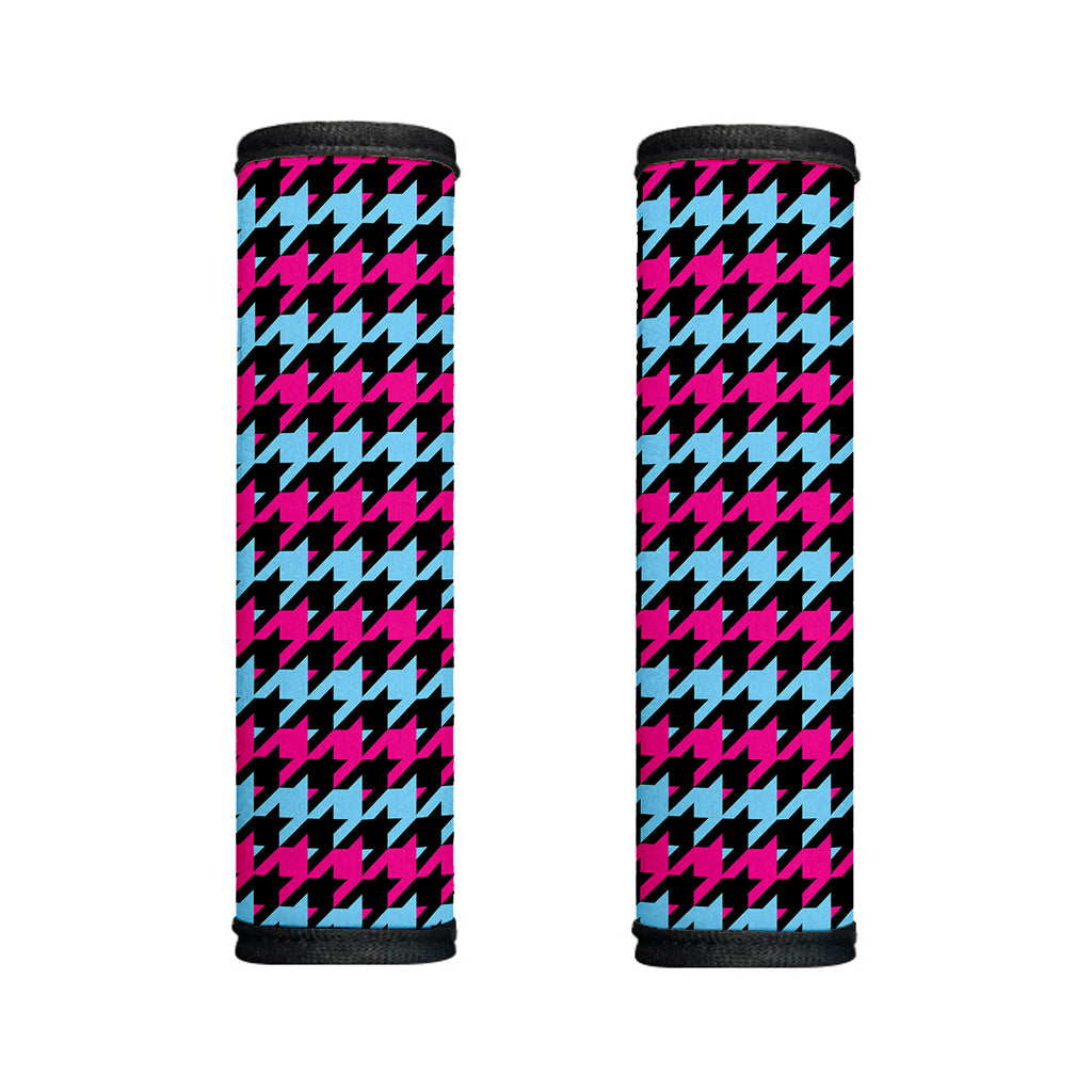 Pink Blue And Black Houndstooth Print Handle Covers