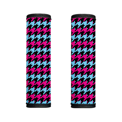 Pink Blue And Black Houndstooth Print Handle Covers