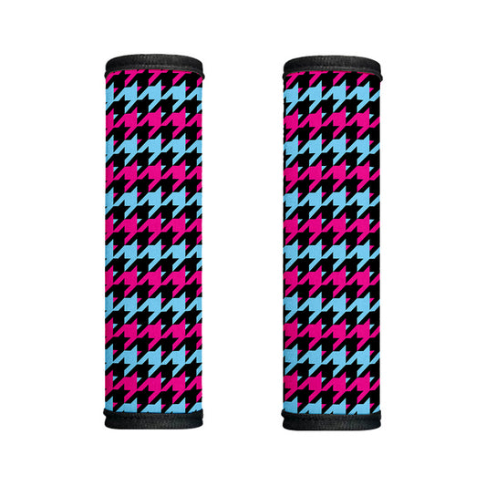 Pink Blue And Black Houndstooth Print Handle Covers