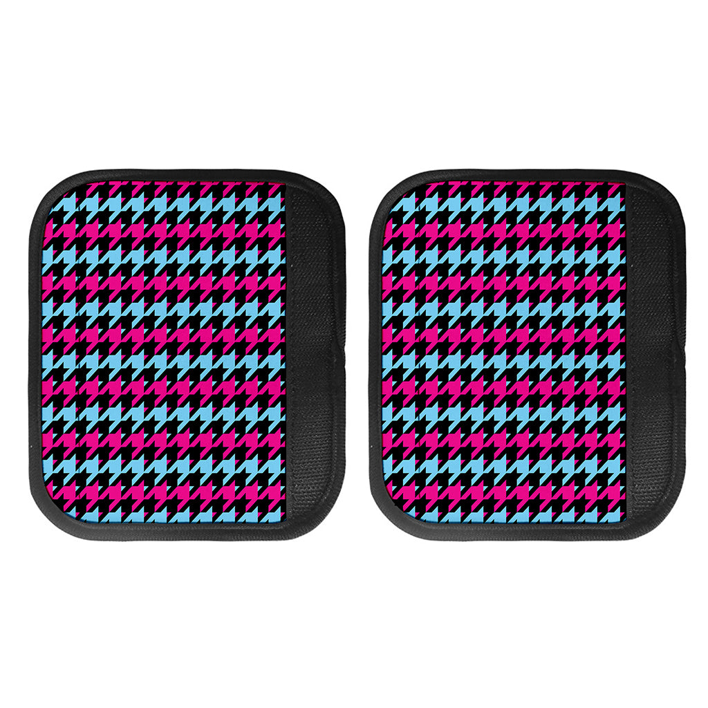 Pink Blue And Black Houndstooth Print Handle Covers