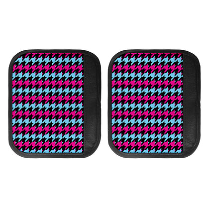 Pink Blue And Black Houndstooth Print Handle Covers