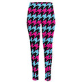 Pink Blue And Black Houndstooth Print High-Waisted Pocket Leggings