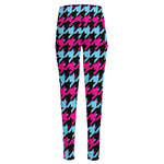 Pink Blue And Black Houndstooth Print High-Waisted Pocket Leggings