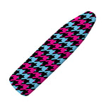 Pink Blue And Black Houndstooth Print Ironing Board Cover