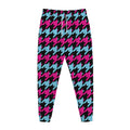 Pink Blue And Black Houndstooth Print Jogger Pants