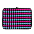 Pink Blue And Black Houndstooth Print Laptop Sleeve