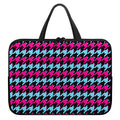 Pink Blue And Black Houndstooth Print Laptop Sleeve With Handle