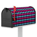 Pink Blue And Black Houndstooth Print Mailbox Cover