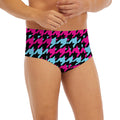 Pink Blue And Black Houndstooth Print Men's Briefs