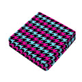 Pink Blue And Black Houndstooth Print Outdoor Seat Cushion Cover