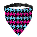 Pink Blue And Black Houndstooth Print Over The Collar Dog Bandana