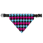 Pink Blue And Black Houndstooth Print Over The Collar Dog Bandana