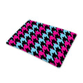 Pink Blue And Black Houndstooth Print Pet Cooling Mat Cover