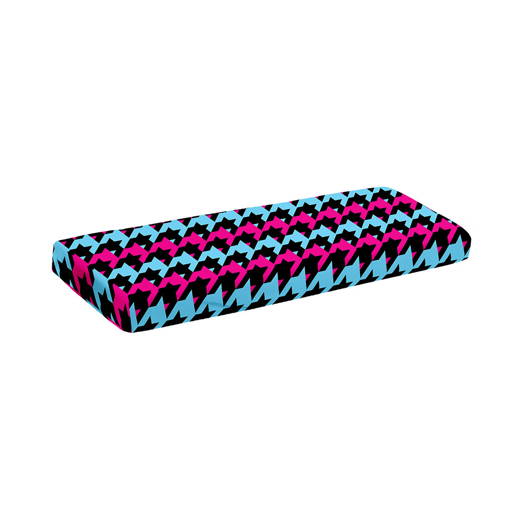 Pink Blue And Black Houndstooth Print Piano Keyboard Cover