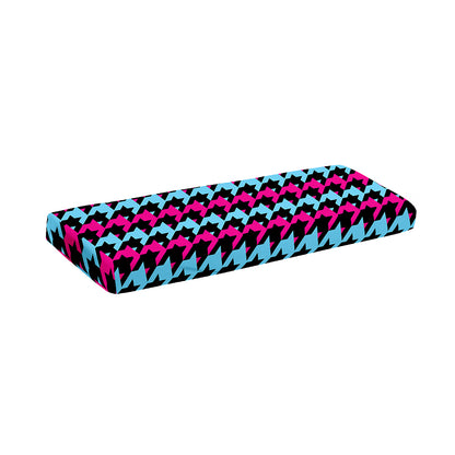Pink Blue And Black Houndstooth Print Piano Keyboard Cover