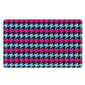 Pink Blue And Black Houndstooth Print Polyester Doormat