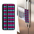 Pink Blue And Black Houndstooth Print Refrigerator Handle Covers