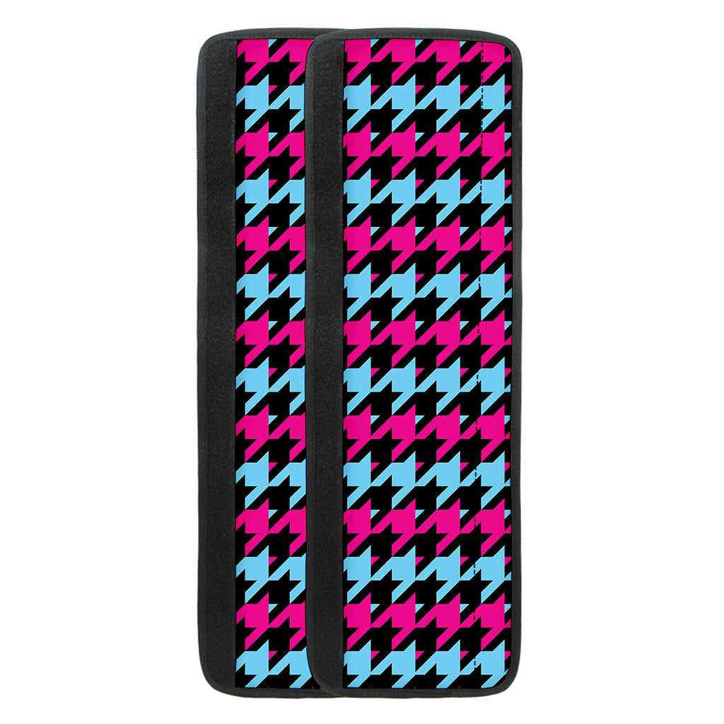 Pink Blue And Black Houndstooth Print Refrigerator Handle Covers
