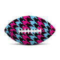 Pink Blue And Black Houndstooth Print Rugby Ball
