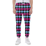 Pink Blue And Black Houndstooth Print Scuba Joggers
