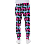 Pink Blue And Black Houndstooth Print Scuba Joggers