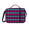 Pink Blue And Black Houndstooth Print Shoulder Strap Bible Bag