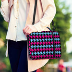 Pink Blue And Black Houndstooth Print Shoulder Strap Bible Bag