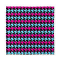 Pink Blue And Black Houndstooth Print Silk Bandana