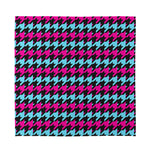 Pink Blue And Black Houndstooth Print Silk Bandana