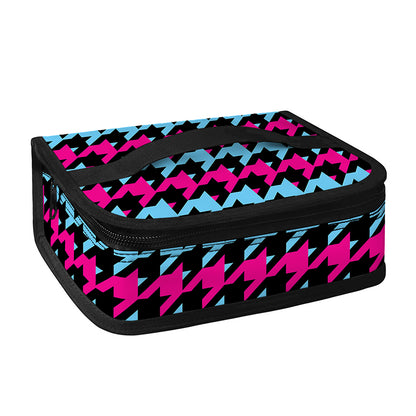 Pink Blue And Black Houndstooth Print Small Lunch Bag