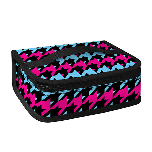 Pink Blue And Black Houndstooth Print Small Lunch Bag