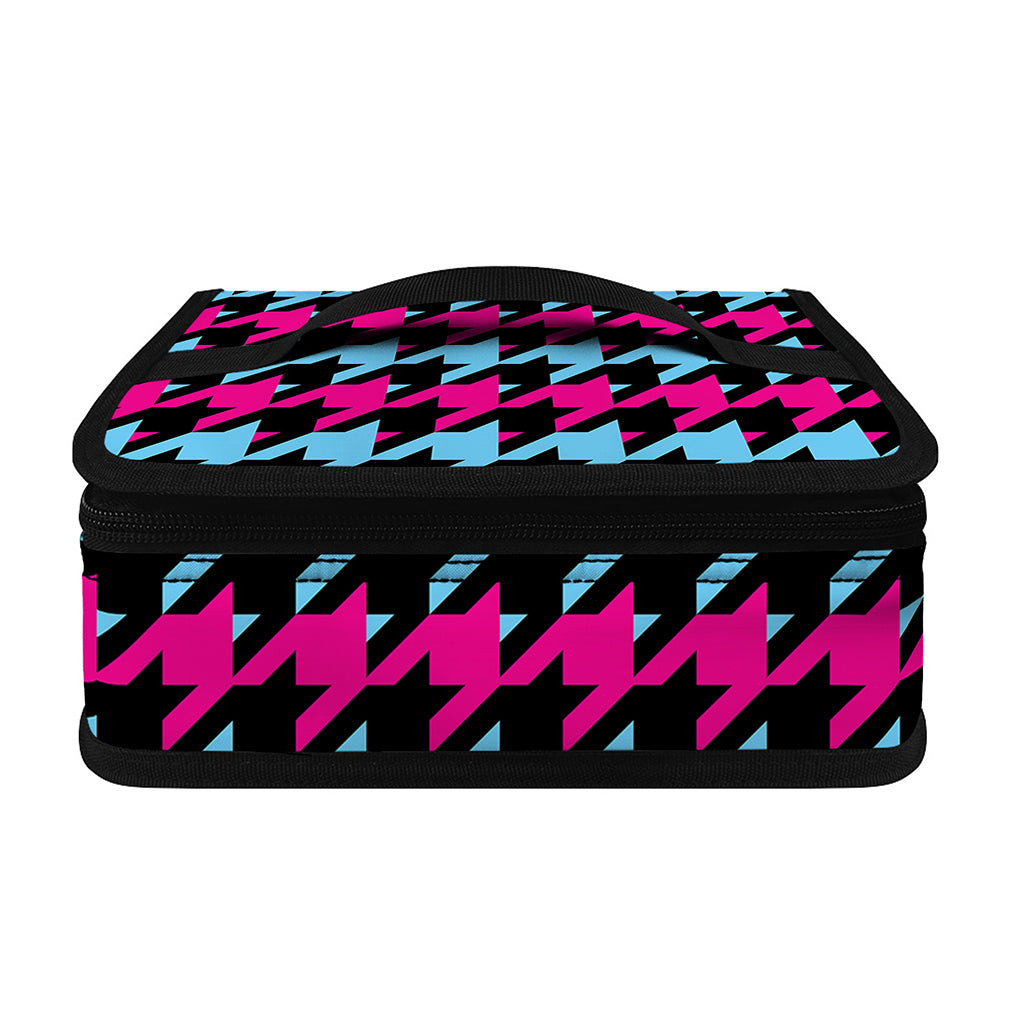 Pink Blue And Black Houndstooth Print Small Lunch Bag