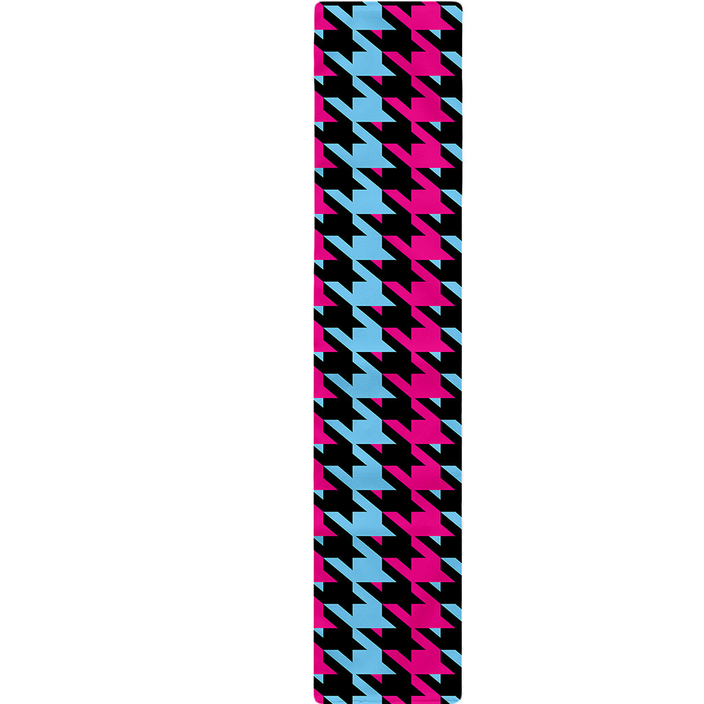 Pink Blue And Black Houndstooth Print Table Runner