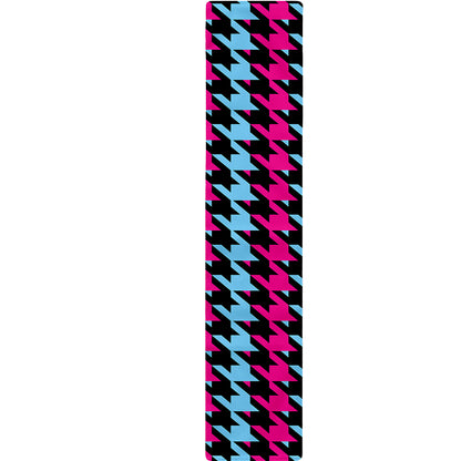 Pink Blue And Black Houndstooth Print Table Runner