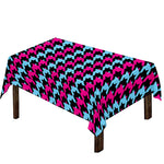 Pink Blue And Black Houndstooth Print Tablecloth
